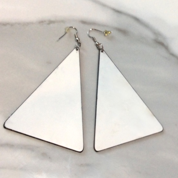 Statement Dangle Drop Earrings Large Triangle Tiger Stripes Acrylic Pierced Earr - Picture 6 of 6